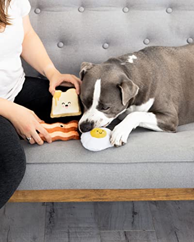 Pearhead Breakfast Dog Toy Set - 3-Piece Bunch Food Theme (Egg - color: Barkfast Dog Toy Set, size: One Size