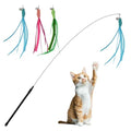 Andiker Cat Wand Toy, 3pcs Setaria Cats Feather Toy Refills with Bell and a 35.8'' Long Flexible Steel Wire Rod, Interactive Cat Toys for Indoor Cats Doing More Exercise and Enjoy Playtime