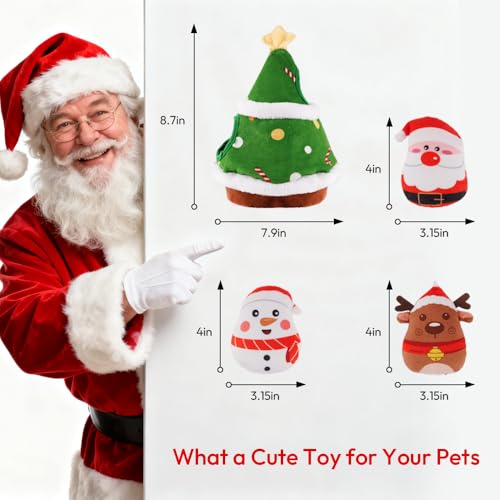 Christmas Dog Toys, Christmas Tree & Squeaky Santa Claus, Dog Christmas Plush Puzzle Chew Gifts
