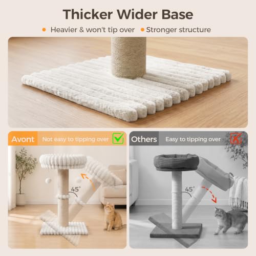 Avont Modern Cloud Cat Scratching Post with Perch for Indoor Adult Cats - color: Cream