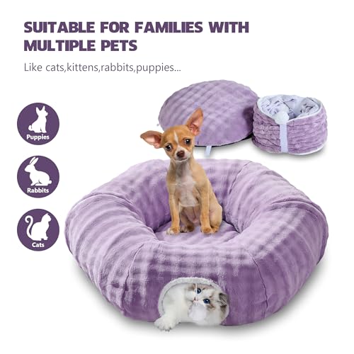 Bubble Round Cat Tunnel for Indoor Cats, Dusty Purple - color: Dusty Purple, size: Round
