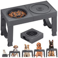 XIAZ Elevated Dog Bowls Large Breed Raised Dogs Bowl Stand Large/Medium Sized Dog Slow Feeder Dogs Bowls Food Water Stands 5 Heights Adjustable 9/11/12/14in Pet Feeder Dish Station - color: D-Grey