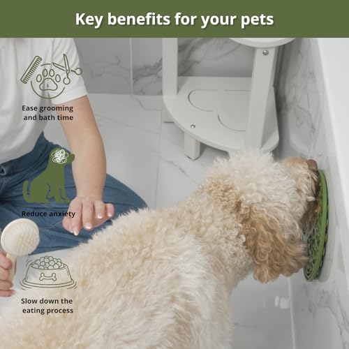 B The Boleo Shop Tree Design Lick Mat for Dogs and Cats, Slow Feeder, Anxiety Relief, Improve Grooming Session, Dog Toy to Keep Busy - color: Blue