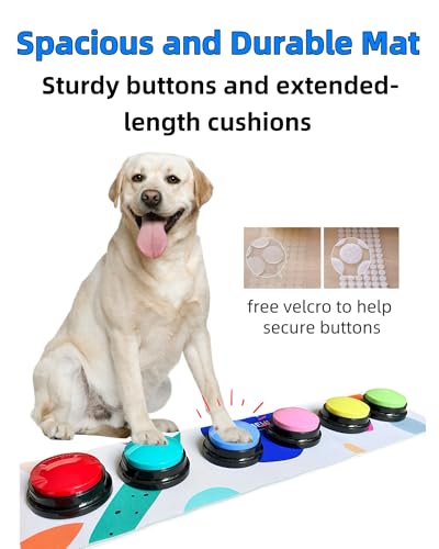 Dog Buttons for Communication - 30s Customizable Sound Button with Anti-Slip Mat & 25 Stickers,Loud and Clear Talking Buttons Set for Pets (4 Color)