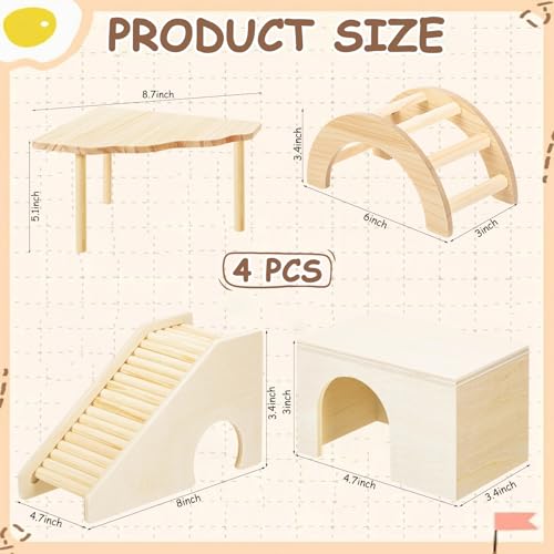 Breezehug 4 Pcs Hamster Cage Accessories Hamster Platform Toy, Log Cabin - style: Log Cabin
