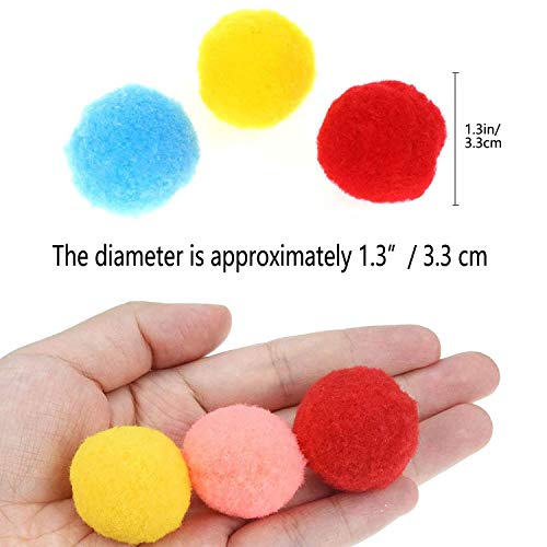 VOVIGGOL 30Pcs 1.3 Inch Cat Toy Balls Soft Kitten Pompom Toys Indoor Cats Interactive Playing Quiet Ball Cats Favorite Toy, Cat Pom Pom Balls for Craft DIY Creative Crafts Decorations (Assorted Color) - color: 30 Mini Cat Pompom Balls