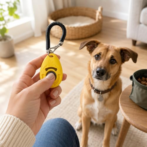 1/2pcs Oval Clicker Training Aid for Dogs, Plastic Dog Clicker Wrist Strap