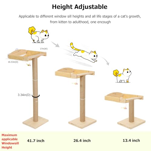 Cat Window Perch with Scratching Post, 46-Inch Tall Climbing Tree & Hammock - size: standard