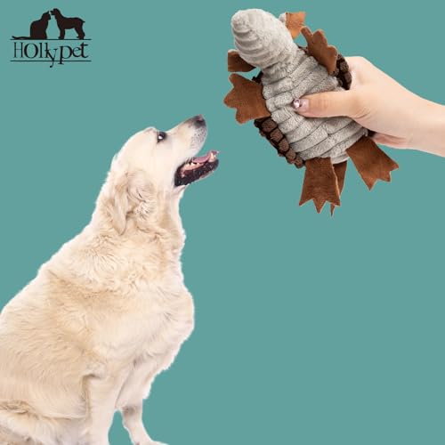Hollypet Armadillo Squeaky Puppy Dog Toys for Small Medium Dogs, 6" - color: Brown, size: 6 IN