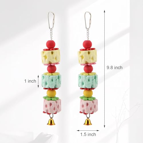 Wontee Bird Calcium Chew Grinding Treats Toy for Parrots (Medium-9.8") - size: Medium-9.8"