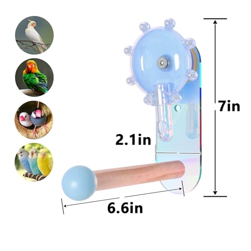 Rotating Foraging Puzzle Toy for Parrots with Colorful Acrylic Perch - Interactive Mental Enrichment Feeder Game for Cockatiels, Conures, Budgies, Lovebirds (Blue, M) - color: blue