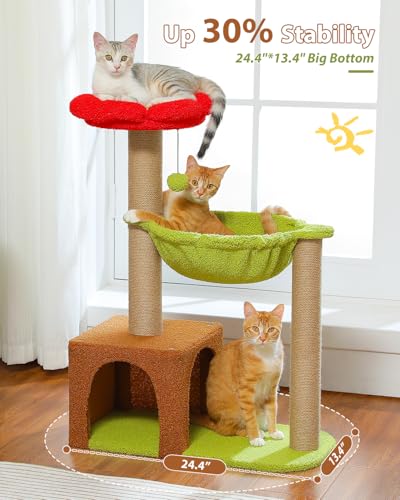 MUTTROS 35" Flower Cat Tree for Kittens with Hammock & Sisal Posts, Brown - color: Forest Brown, size: 35" Upgraded Flower Cat Tree