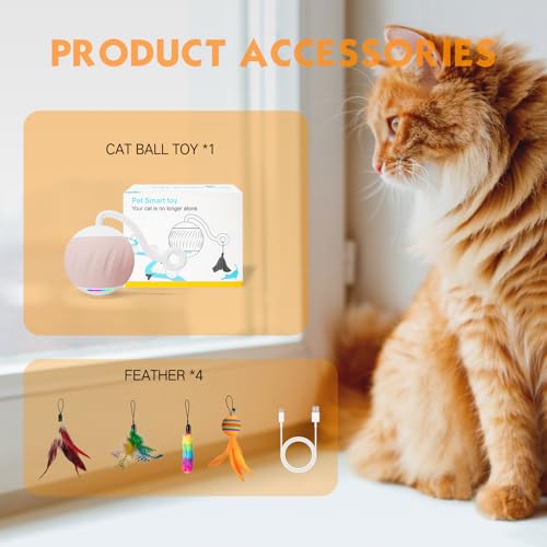 Upgraded 2.36 Inch Large Cat Toy With Touch&Voice Activation for Indoor Cat - color: Pink