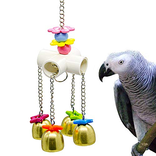 IUHKBH Bird Parrot Toy Colorful Bird Swing Toys with Bell Hanging Toy for Budgie Lovebirds Conures Small Parakeet Cages Decorative Accessories