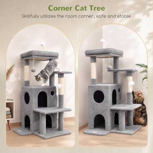 Globlazer Cat Tree Tower for Indoor Cats Large Adult, FC50, Light Grey - color: Light Grey, size: XL