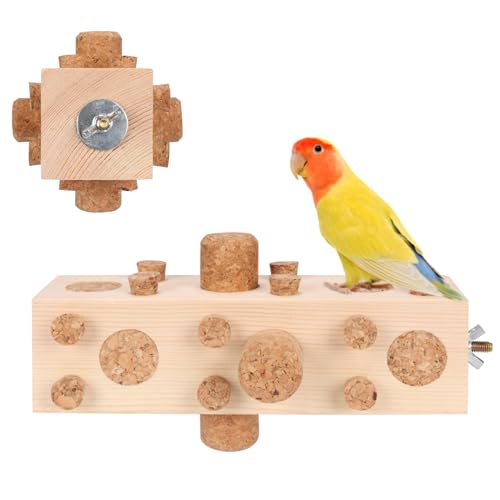 36pcs+18pcs Spares Soft Corks with Parrot Chewing Toy Cage Perch Pine Wood Foraging Smart Toy for Small to Regular Size Parrot Cockatiel Birds - size: MODEL-A