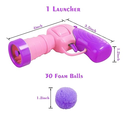Mewlmart Interactive Cat Toys for Indoor Cats Pink Cat Pom Pom Balls Plush Ball Launcher Cat Fetch Toy Enrichment Toys 30 Balls - size: Pink 30 balls