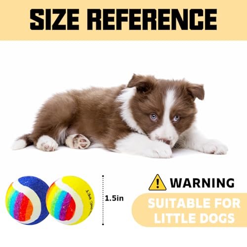 X-Small Dog Tennis Balls Dog Toys Ball 1.5" Pack of 12, Fit Ball Launchers - color: Yellow&Blue Rainbow tennis balls