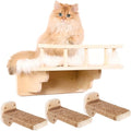 Cat Wall Shelf with 3 Cat Wall Steps,Cat Wall Shelves with Plush Coverd,Cat Climbing Shelf for Indoor Cat,Cat Wall Furniture Cat Shelf for Wall (Wood) - color: Wood