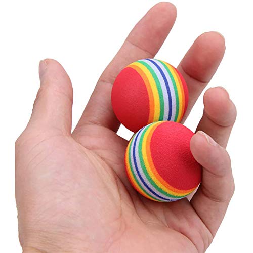 VOVIGGOL 12 Pack Rainbow Cat Toy Balls Soft EVA Foam Interactive Indoor Kittens Favorite Toys 1.38" Dia. Small Dogs Puppies Toy Balls Bulk Activity Chase Quiet Play Sponge Ball - color: 12Pcs/ 3 Type Color