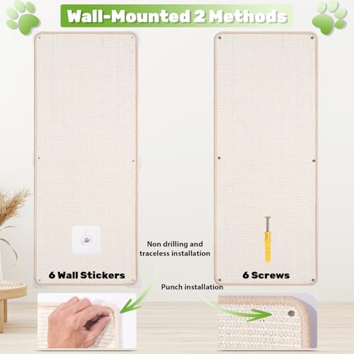 Uranshin Natural Sisal Cat Wall Climbing Carpet, Wall Scratcher Mat Pad - color: White, size: 39.3"Lx15.7"W, 1PC
