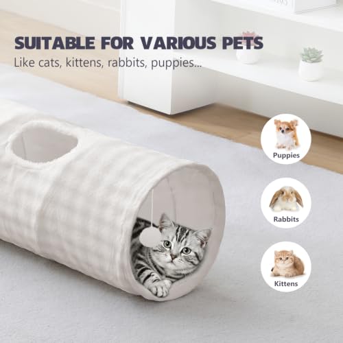 Straight Bubble Cat Tunnel for Indoor Cats 47"x12", Cream White - color: Cream White, size: Straight
