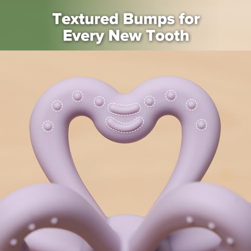 haakaa Silicone Clover Teether, Teethers for Babies 3 Months+, Lavender - color: Lavender
