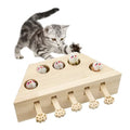 kathson Whack A Mole Cat Toy, Interactive Cat Toy Wood Kitten Puzzle Enrichment Box Catch Mice Game for Indoor Cat Exercise Relieve Boredom