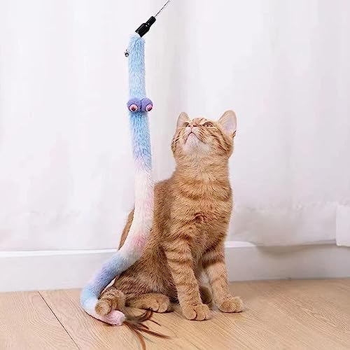 Cat Toys for Indoor Toys,Rainbow Cat Wand Toys,Feather Flips Plush Ball Cat Toys,Interactive Feather Toy for Teaser Play and Chase Exercise with Kitten 3 Pack (Pack 3) - color: pack 3