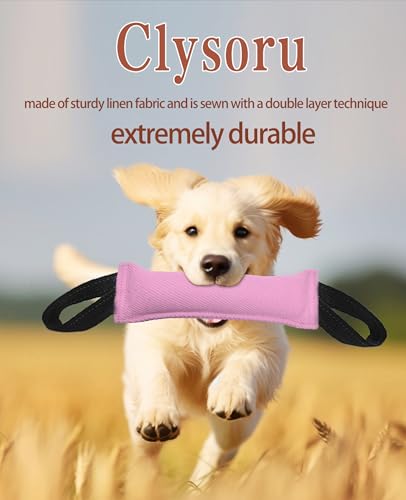 Clysoru tug Toy for Dogs Tug of War Dog Bite with 2 Strong Handles Made Durable Tear Resistant Stitches (Light Pink) - color: light pink