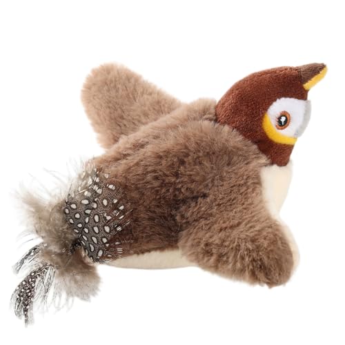 Chirping Bird Cat Toy - Interactive Flapping Bird Cat Toy for Indoor Cats, Simulated Rechargeable Flappy Sparrow with Catnip Pouch