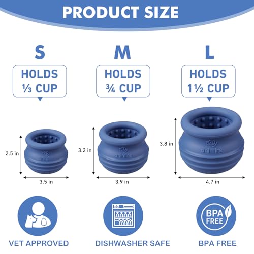 Treat Dispensing Dog Toy, Long-Lasting Interactive Puzzle Toys for Dogs, Stuffable Dog Enrichment Frozen Lick Treat Toy for Boredom, BPA Free Silicone Fetch Catch Chew Toy (Dark Blue,L) - color: Dark blue, size: L