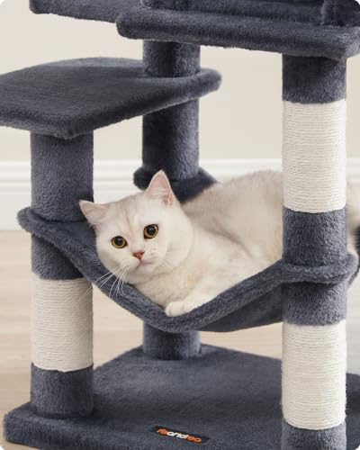 Feandrea Cat Tree, 44.1-Inch Cat Tower, Multi-Level Condo, Smoky Gray - color: Smoky Gray, size: 44.1 Inches