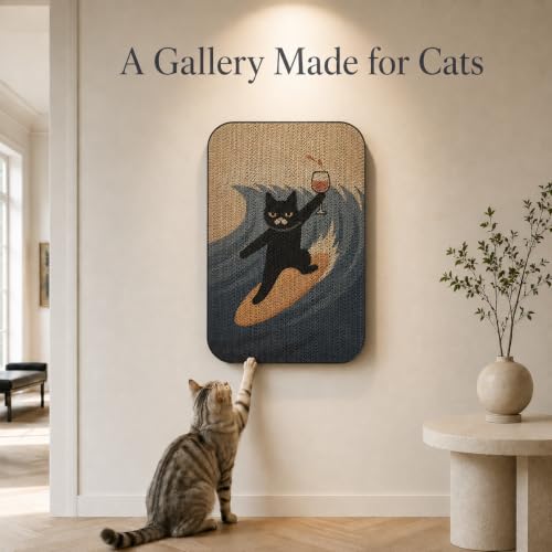 Cat Wall Scratcher, Art Cat Scratching Board for Indoor Cats - color: SurfingCat 1