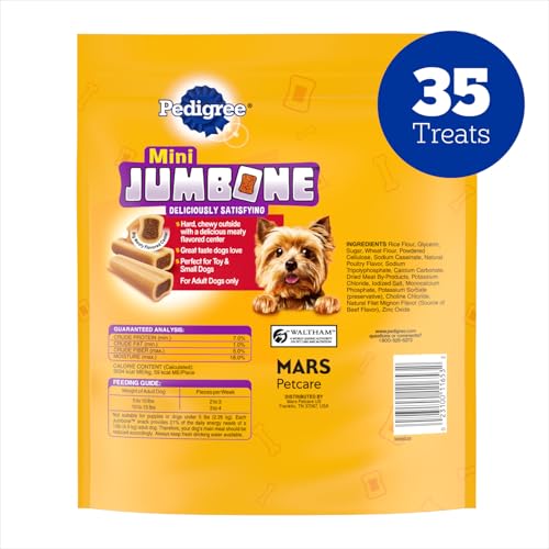 Pedigree Mini Jumbone Small Dog Treats, Beef Flavor, 35 Count - size: 35 Count (Pack of 1)