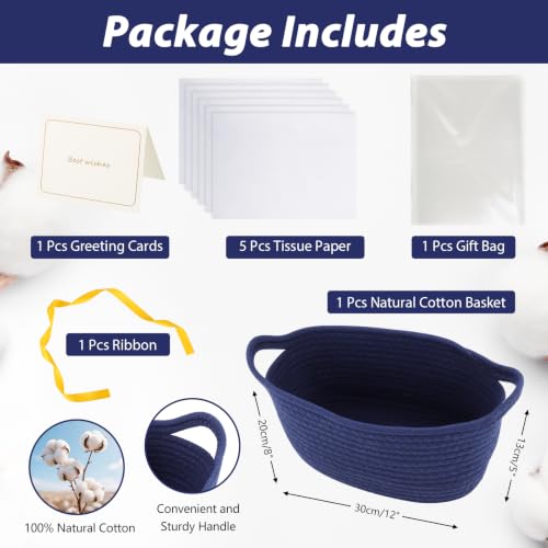 woric Navy Blue Baskets for Gifts Empty Small Woven Gift Basket - color: Navy Blue