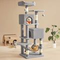 Feandrea Cat Tree, 59.5-Inch Tall Cat Tower, Multi-Level Condo, Light Gray - color: Light Gray, size: 59.5 Inches