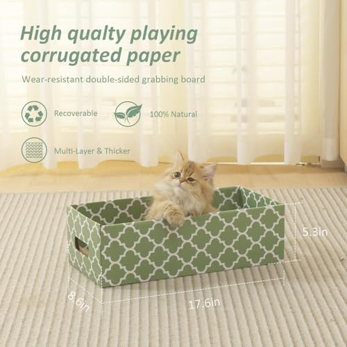 MECOOL Cat Scratching Board，5PC Cat Scratch Pad with Box，Reversible Corrugated Cat Scratcher Cardboard and Lounge Bed for Indoor Cats, Catnip - size: M-5PCS