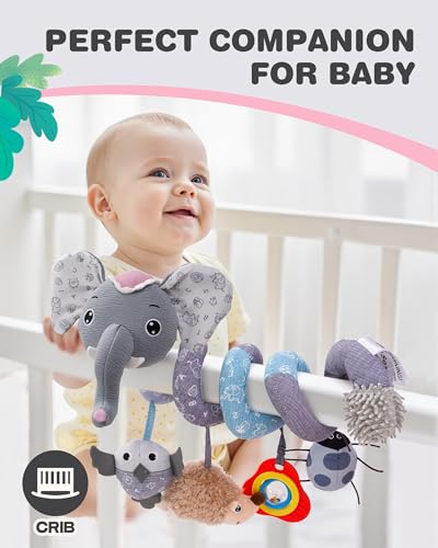 Jollybaby Baby Crib Stroller Car Seat Spiral Hanging Toy - Sz Pink Elephant - style: Sz Pink Elephant