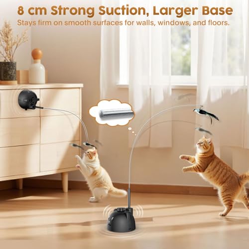 Interactive Cat Toys for Indoor Cats, 360° Automatic Spin Flying Bird Wand - color: Black