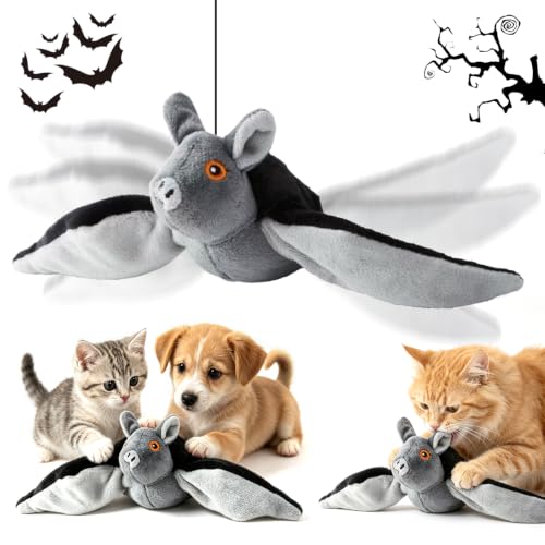 Flying Bat Dog Toy, Flying Bat Toy for Dogs, Flapping Bird Interactive Cat Toy, Cute Flapping Wings Electric Teasing Cat/Dog Toy, Hanging and Ground Play