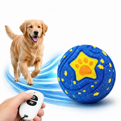 Interactive Dog Ball Toy for Medium & Large, Automatic Moving TPU - color: Blue
