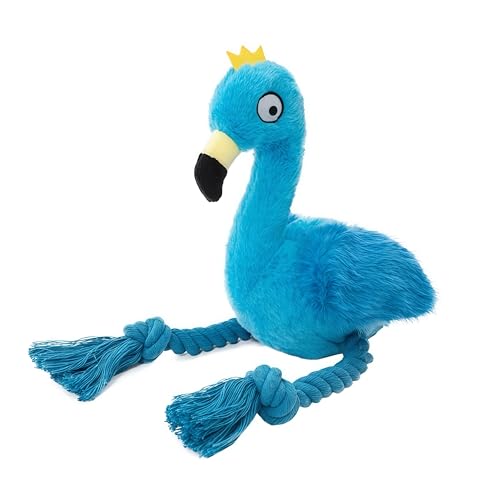 Flamingo Dog Toy, Squeaky Plush Rope Toy for Tug and Play - color: Blue Flamingo