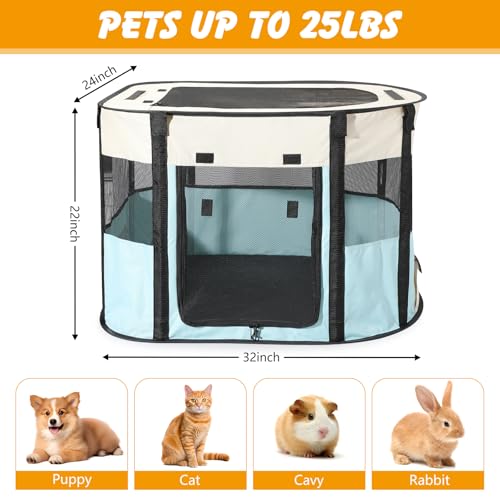 Portable Cat Playpen, Foldable Pet Tent with Carry Bag, 32 x 24 x 22 in - style: 32 x 24 x 22 inch