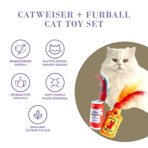 Haute Diggity Kitty Catweiser + Furball Set, Soft Plush Cat Toys - color: Multi - Catweiser + Furball Duo