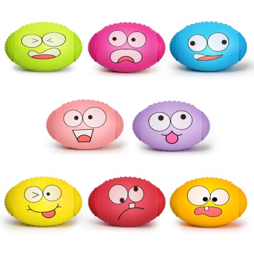 1.5” Squeaky Soft Rubber Football Dog Toy, Bouncy Chew Ball for Tiny Mini Small Breed Puppies (X-Small)