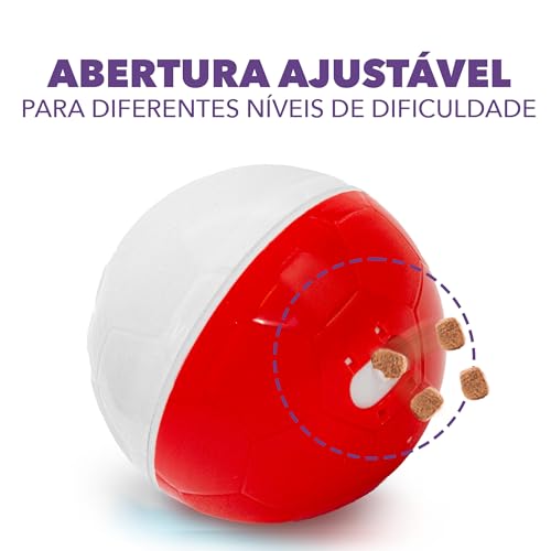 amicus - Crazy Ball Treat Dispenser, Smart Dog Treat Dispenser Ball - Pets Enrichment Toys - Dog Toys to Keep Them Busy - Slow Feeder - 300g/10.5 oz - Red/White - color: Red & White, size: 300g