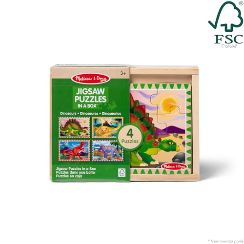 Melissa & Doug 4-in-1 Wooden Dinosaur Puzzles, 48-Piece Jigsaw Puzzle Set - style: Dinosaurs