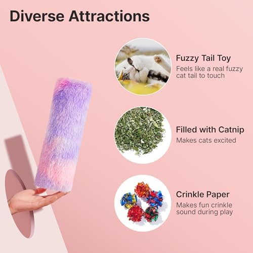 Potaroma Cat Toys Pillows, 3 Pcs, Catnip Inside, Interactive Indoor Fun - color: Pastel Colors