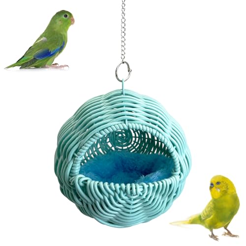 BNOSDM Bird Nest with Soft Pad Hanging Small Parrot Bed Set (Blue) - color: Blue Hanging Nest - G-Type